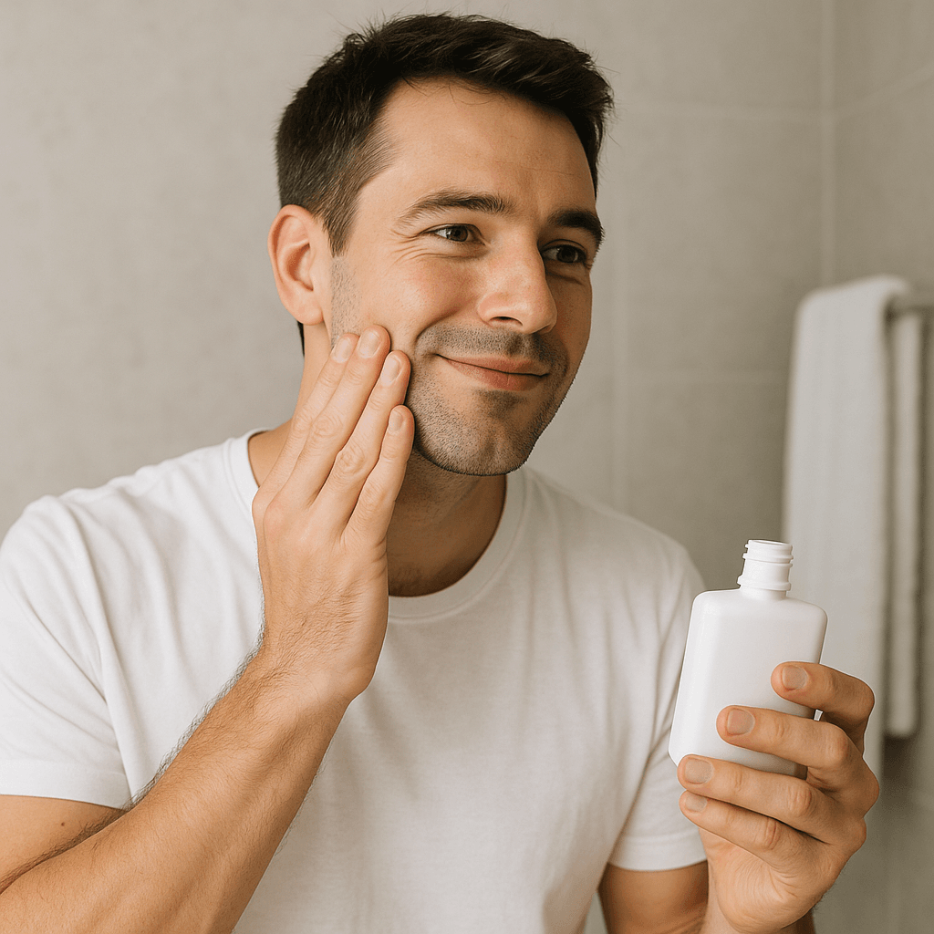 Opdoen van aftershave balm na het scheren