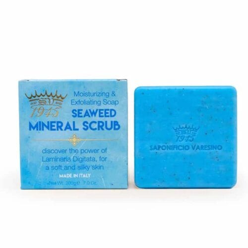 Blauwe zeewier mineraal scrub zeep met verpakking